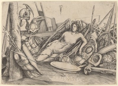 Vitória reclinada em meio a troféus de Jacopo de
