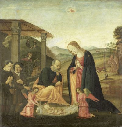 Adoração da Criança Cristo de Jacopo del Sellaio (circle of)