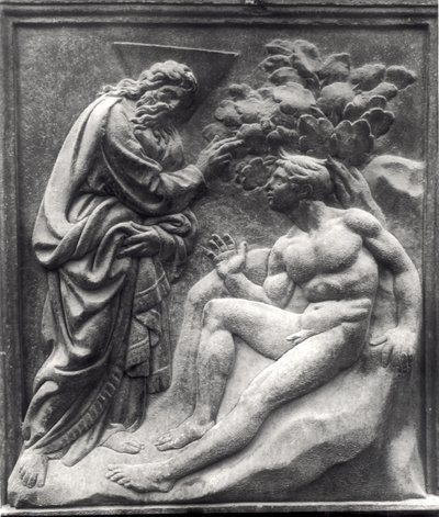 Criação de Adam, painel da Porta Magna, c.1430 (mármore) de Jacopo della Quercia