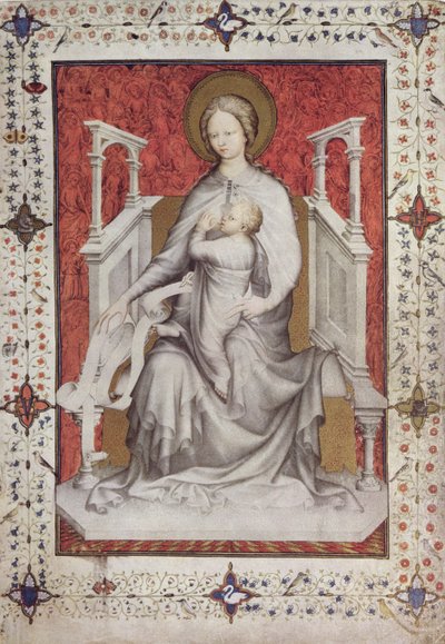 MS 11060-11061 A Virgem amamentando o menino Jesus, francês, do &39;Três riquezas Heures du Duc de Berry&39; de Jacquemart de Hesdin