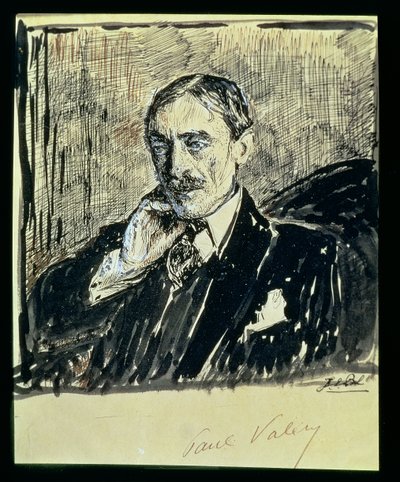 Retrato do escritor francês Paul Ambroise Valery (1871-1945) (tinta sobre papel) de Jacques Emile Blanche