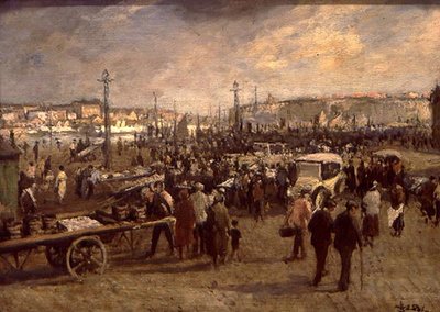 A Venda de Peixe (óleo sobre tela) de Jacques Emile Blanche