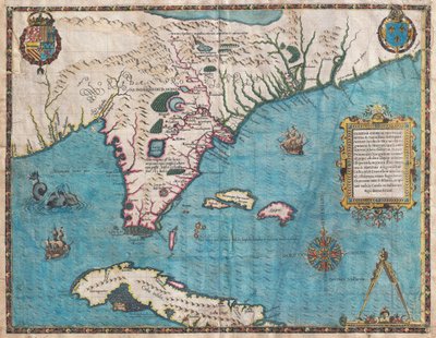 Mapa da Flórida e de Cuba por Jacques Le Moyne de Jacques  Le Moyne