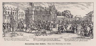 Destruição de um mosteiro durante a Guerra dos Trinta Anos de Jacques (after) Callot