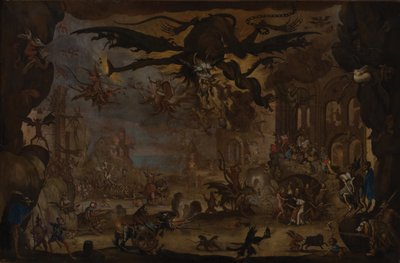 A tentação de Santo António (óleo sobre tela) de Jacques (after) Callot