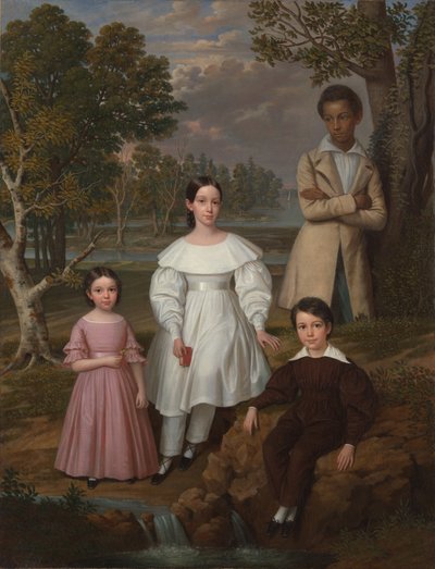 Bélizaire e as crianças Frey, c.1837 (óleo sobre tela) de Jacques (attr. to) Amans