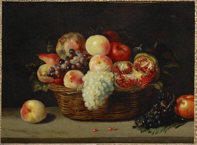 Panier de grenade, peches et raisins - Um cesto com romã, pêssegos e uvas ... de Jacques (attr. to) Linard