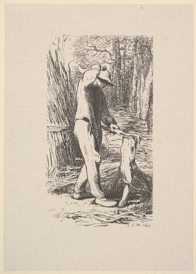 Lenhador fazendo um viado, 1853. de Jacques Adrien Lavieille