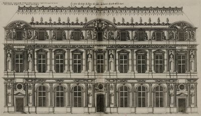 A fachada de Pierre Lescot publicada em 1576 de Jacques Androuet Ducerceau