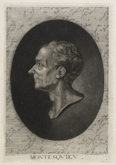 Montesquieu, gravado por Jean-Baptiste de Grateloup, 1768 (stipple gravura com mezzotint) de Jacques Antoine Dassier