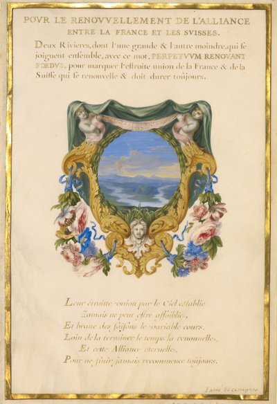 Escudo com uma paisagem de Jacques Bailly