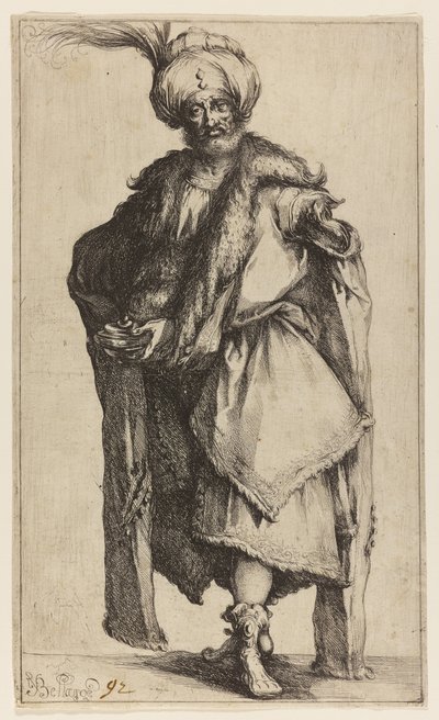 Caspar, Rei de Tarso, c.1610 (gravura em papel) de Jacques Bellange