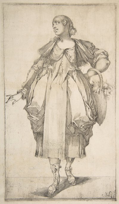 Jardineiro com uma cesta no braço, da série Hortulanae, 1612-16. de Jacques Bellange