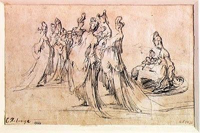 Grupo de mulheres (caneta e tinta no papel) de Jacques Bellange