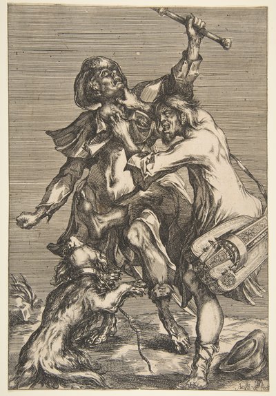 Dois Mendigos Lutadores, 1612-16. de Jacques Bellange
