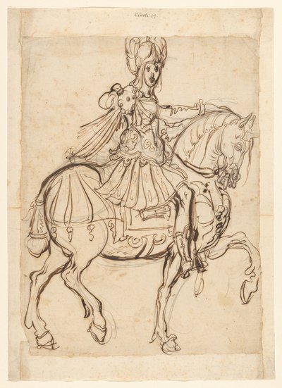 Veldheer a cavalo, cavalgando para a direita de Jacques Bellange