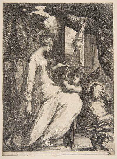 Virgem e criança com um anjo, 1612-16. de Jacques Bellange