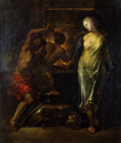 Vulcano forjando a armadura de Aquiles supervisionada por Thetis (óleo sobre tela) de Jacques Blanchard