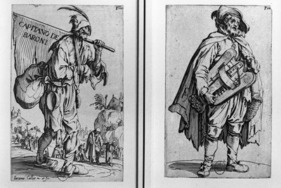 Um Mendigo e um Jogador Hurdy-Gurdy de Jacques Callot