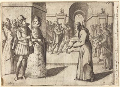 Um capuchinho leva os agradecimentos do rei da Baviera [recto] de Jacques Callot