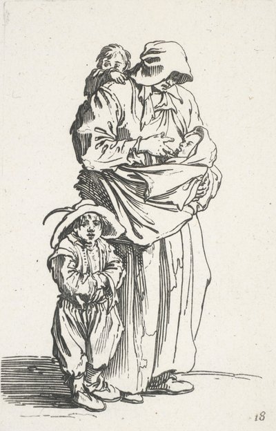 Uma mãe e os seus três filhos, de The Beggars (La mere et ses trois enfants) de Jacques Callot