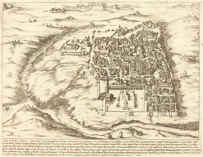 Vista aérea da cidade de Jerusalém de Jacques Callot