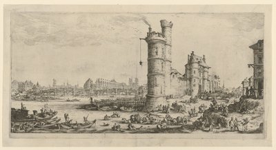 Vista da Pont Neuf, folha da série «Duas grandes vistas de Paris» de Jacques Callot