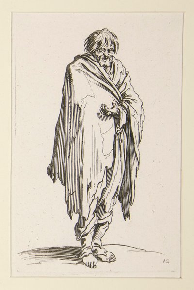 Mendigo de cabeça nua com pés descalços, de Os mendigos de Jacques Callot