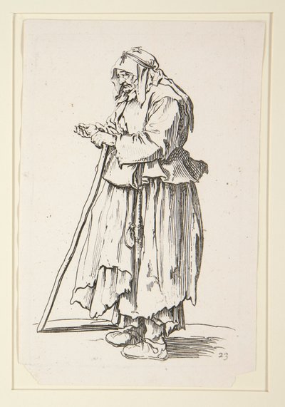 Mendiga que recebe esmolas, de The Beggars (La mendiante venant de recevoir la charite) de Jacques Callot