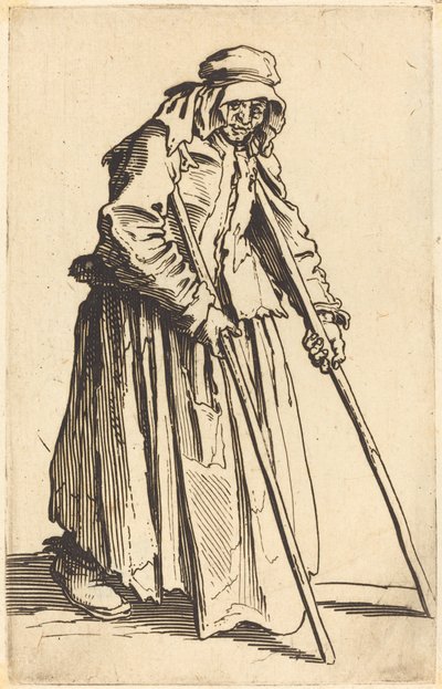 Mendiga com muletas de Jacques Callot