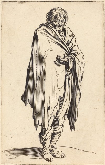 Mendigo com cabeça e pés descalços de Jacques Callot