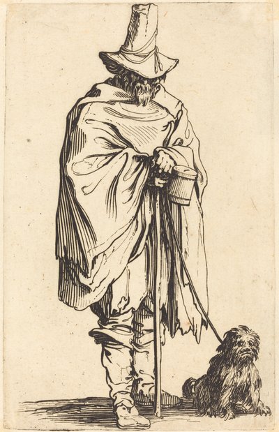 Mendigo com cachorro, c.1622 de Jacques Callot