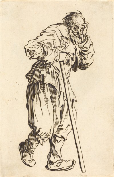 Mendigo com uma vara, c. 1622. de Jacques Callot