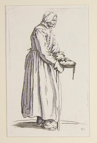 Mulher mendiga carregando uma tigela, de The Beggars (La mendiante a la sebille) de Jacques Callot
