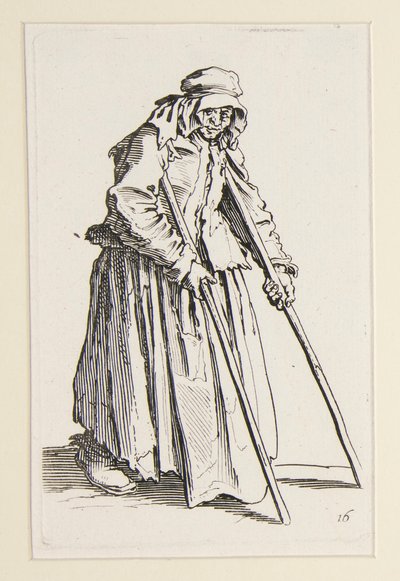 Mendiga de muletas, de Os mendigos (La mendiante aux bequilles) de Jacques Callot