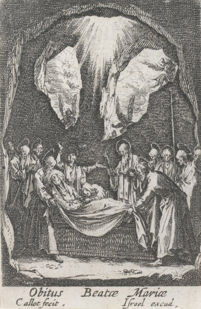 Enterro da Virgem, nº 12 de The Life of the Virgin de Jacques Callot