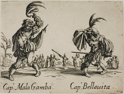 Capitão Mala Gamba - Capitão Bellavita, chapa 15 de Balli di Sfessania de Jacques Callot