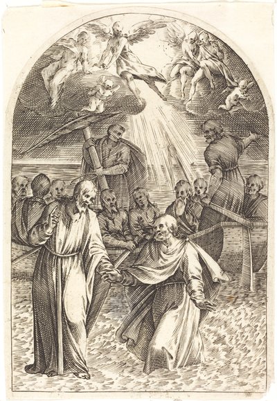 Cristo andando sobre as águas [segunda placa] de Jacques Callot