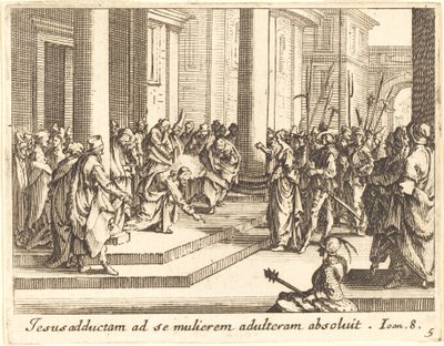 Cristo e a Mulher Apanhada em Adultério, 1635. de Jacques Callot