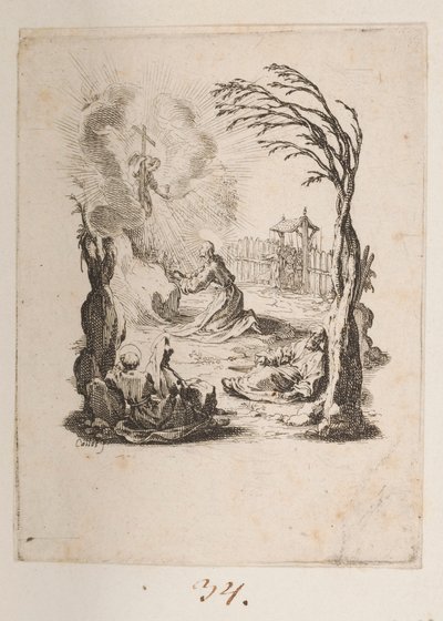 Cristo no Jardim das Oliveiras, não. 3 de 11 da La Petite Passion de Jacques Callot