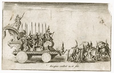Combate à barreira: Entrada de Sua Alteza o Duque Carlos IV, representando o sol ... (gravura) de Jacques Callot