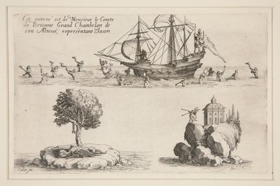 Combat à la Barri?re, Esta entrada é de Monsieur le Comte de Brionne Grand Chambelan de son Altesse, em representação de Jason de Jacques Callot