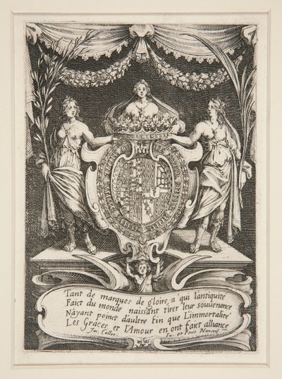Combat ? la Barri?re, Frontispiece, The Arms of Lorraine-Chevreuse de Jacques Callot