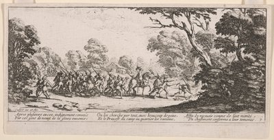 Descoberta dos Malefactores, ilustração de The Large Miseries of War de Jacques Callot