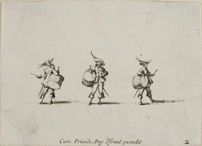 Furar com tambores, placa dois de The Military Exercises de Jacques Callot