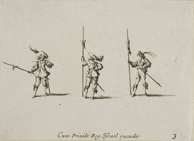 Exercício com alabardas, placa três de Os exercícios militares de Jacques Callot
