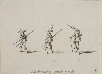 Furar com o Mosquete, placa quatro de The Military Exercises de Jacques Callot
