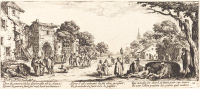 Soldados morrendo à beira da estrada de Jacques Callot