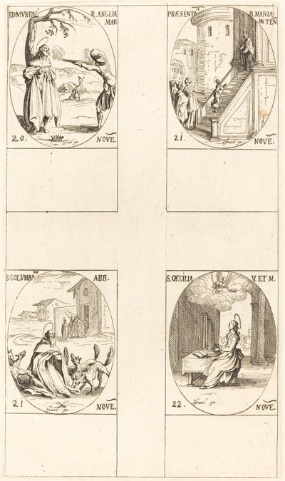 Edmundo, Rei da Inglaterra, Mártir; Apresentação da Virgem; São Columbano; São Cecil de Jacques Callot