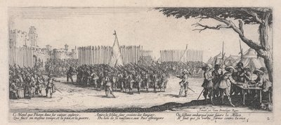 Inscrevendo as tropas (L&39;Enrôlement des troupes), de &39;As misérias da guerra&39; de Jacques Callot